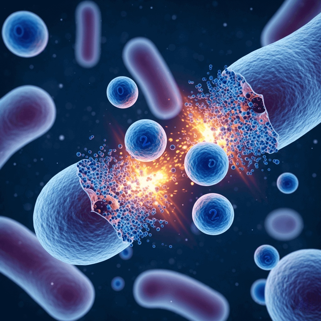 Visual of ozone destroying bacterial cells