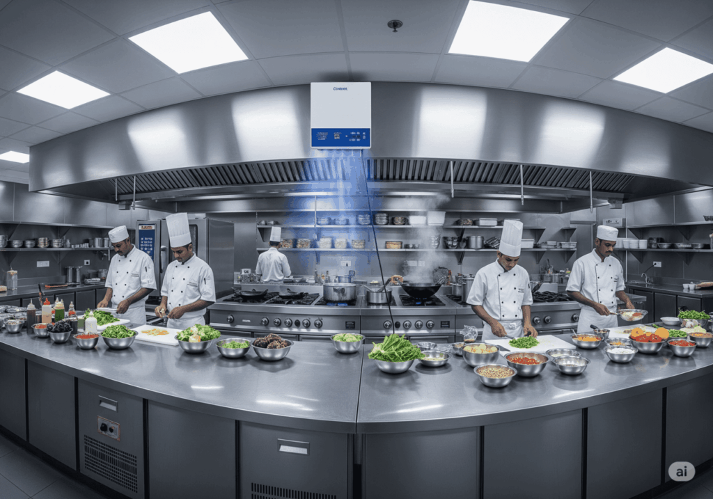 Ozone generator for restaurant kitchen disinfection