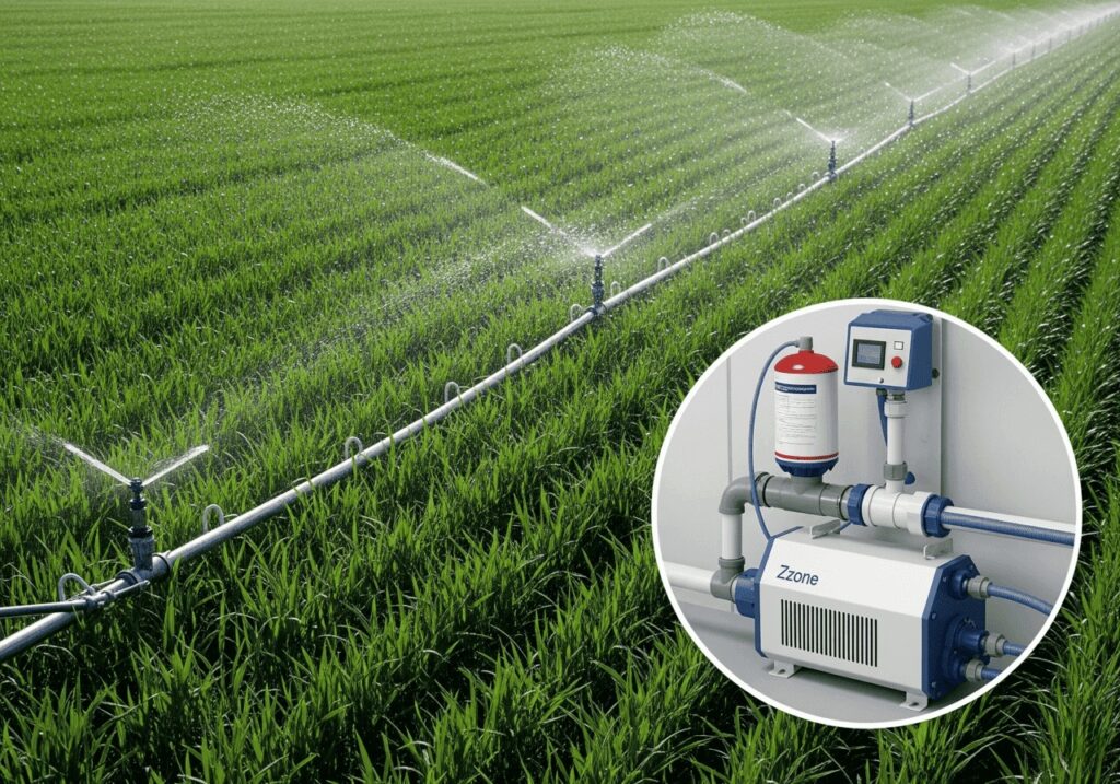 Ozone-treated water for agricultural irrigation